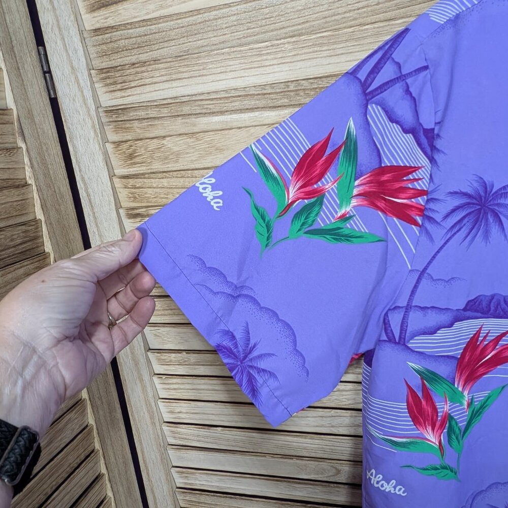 Casual Wear Made in Hawaii Hawaiian Shirt Rainbow and Palm Tree Design XL - Picture 2 of 11